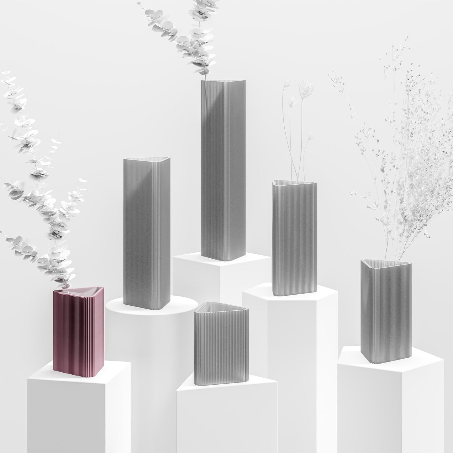Dreieckig vase aschlila